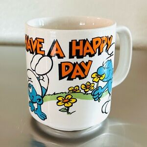 Smurf Mug ‘Have A Happy Day’ Coffee Cup. Ceramic. Vintage, 8 oz Smurf Cup Mug